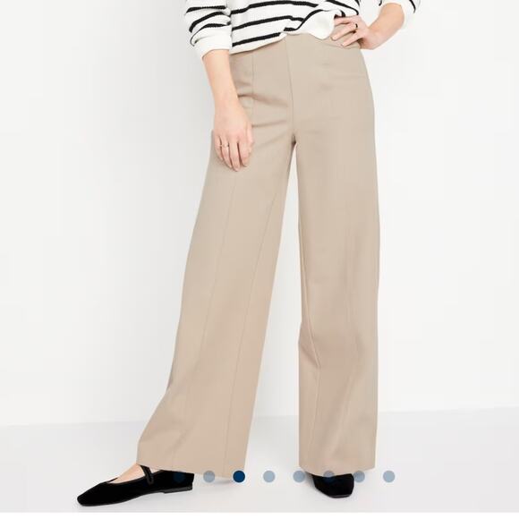 Old Navy Pull On Khaki Wide Leg Pants - Picture 1 of 7
